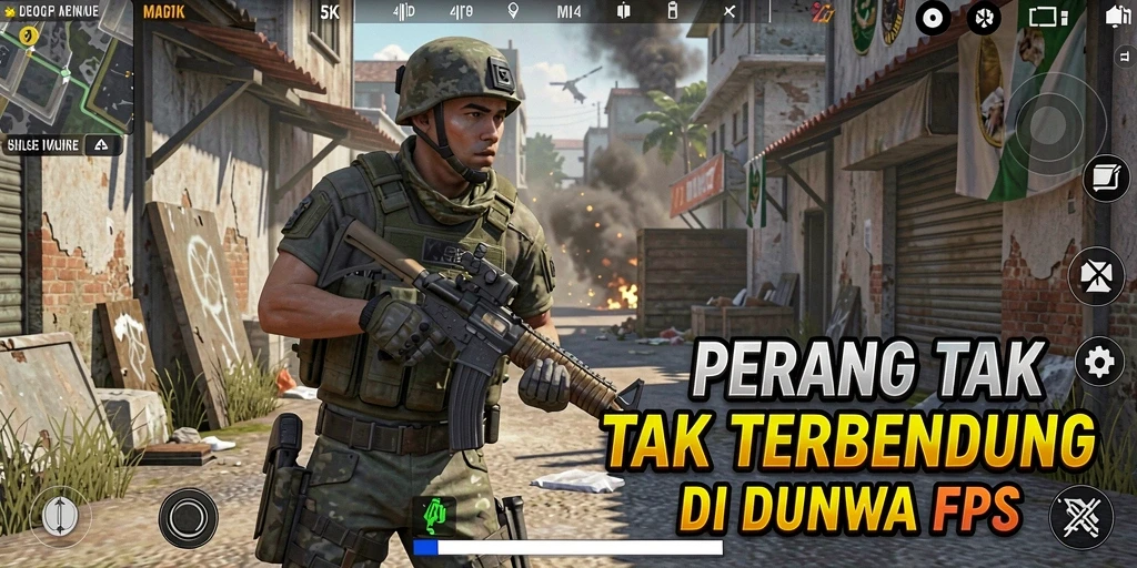 Screenshot utama 5ZK menampilkan aksi tembak-menembak mendebarkan dalam gameplay FPS.