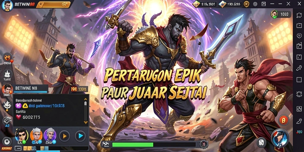 Tampilan aksi pertarungan yang mendebarkan dan karakter yang dinamis.