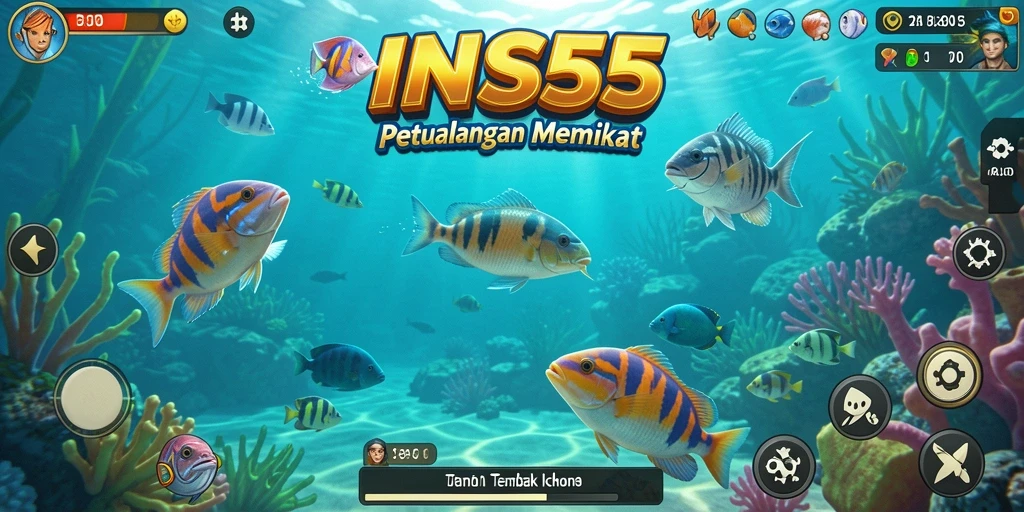 Screenshot utama INS55 dengan tampilan menarik gameplay Tembak Ikan.