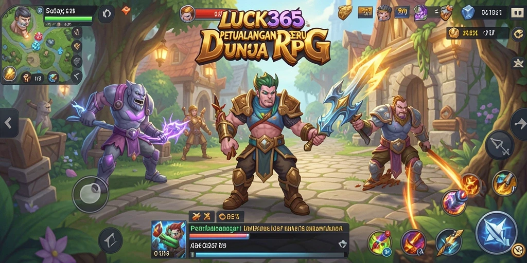 Screenshot LUCK365 menampilkan pertarungan epik dalam permainan RPG.