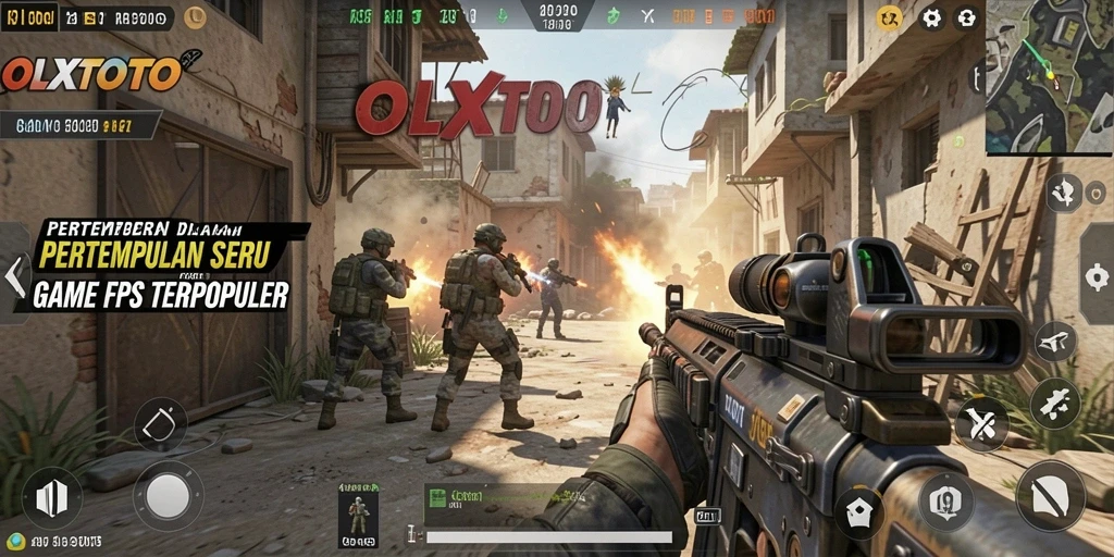 Screenshot gameplay <strong>OLXTOTO</strong> dengan aksi tembak-menembak yang intens.