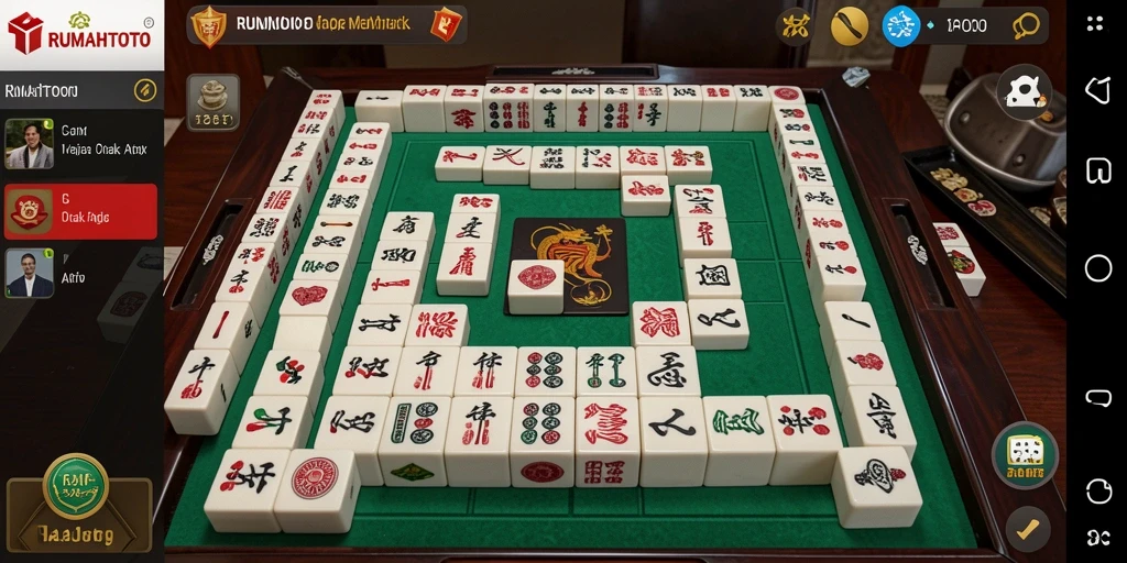 Screenshot RUMAHTOTO menunjukkan gameplay Mahjong yang menyenangkan.