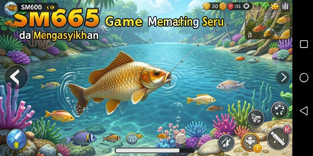 Tampilan menarik dari gameplay SM605 saat menangkap ikan.
