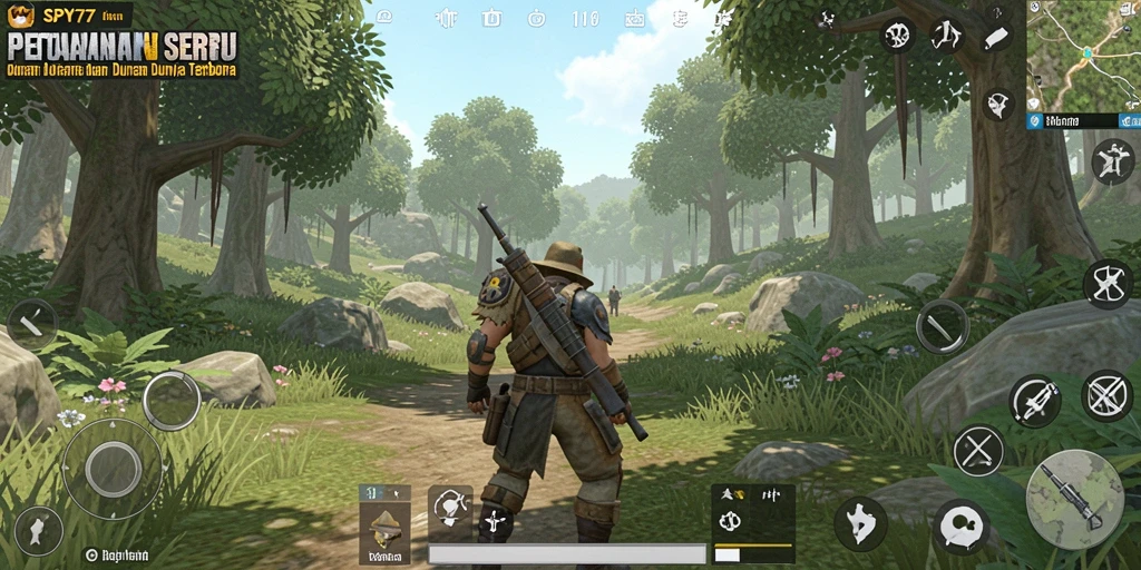Tangkapan layar gameplay SPY77 yang menampilkan dunia terbuka yang luas.