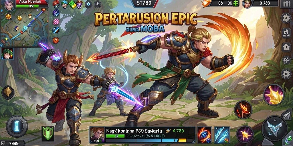 Gameplay dinamis dan seru di ST789 MOBA.