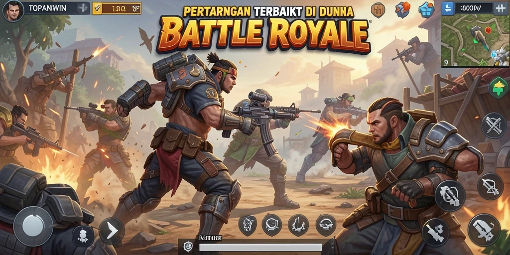Gambaran aksi seru dalam gameplay Battle Royale TOPANWIN.